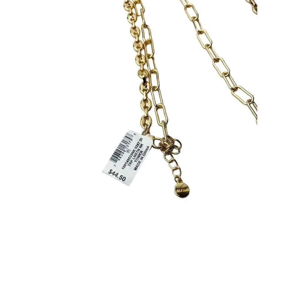 NWT ALFANI Gold-Tone Stone Beaded Mixed Chain Long Strand Necklace, 42